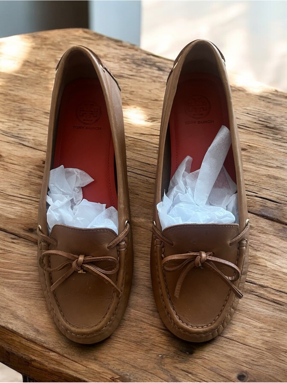Tory Burch Women's Tan Leather Driving Loafers size 8.5